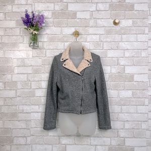 Anthropologie Dolan Left Coast Grey Wool Collar Moto Jacket
